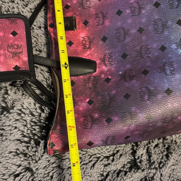 MCM Pink/Purple Galaxy Viseto Gradient Logo Coated Canvas Tote with Black Handle - Picture 7 of 14